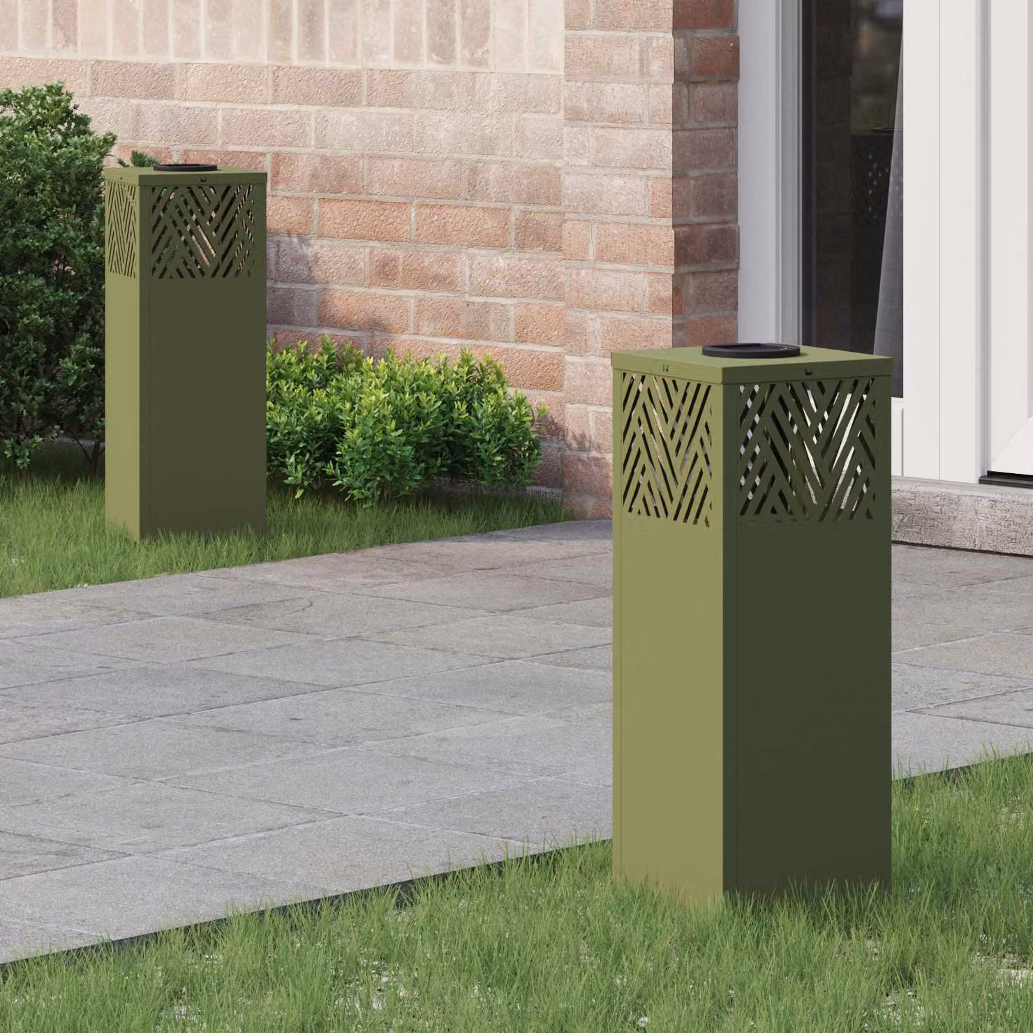 Set di 2 faretti LED solari vidaXL per sentieri e giardino, luce bianco caldo, H x L x P: 50 x 18 x 18 cm