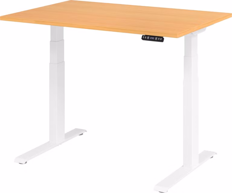 Scrivania regolabile in altezza XDKB | 2 motori | 120 - 180 cm | elettrica, dimensioni piano:120 x 80 cm, colore piano:faggio, colore telaio:bianco