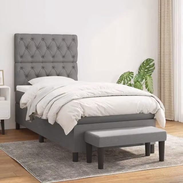 Letto Ibrido con Giroletto a Molle e Materasso vidaXL, Grigio e Bianco, L 80 cm x P 200 cm