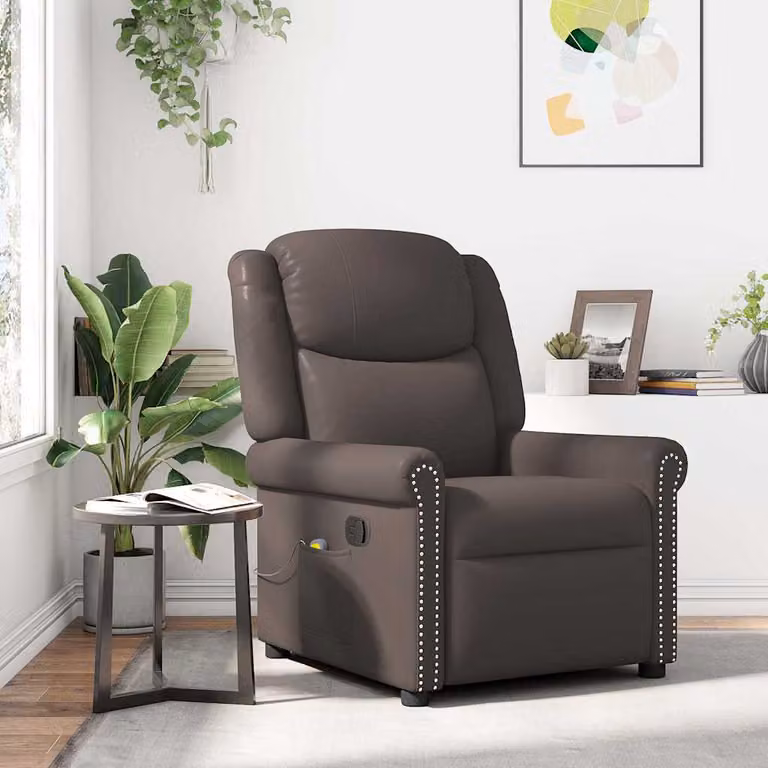 vidaXL Poltrona Reclinabile Relax in Similpelle Lucida Marrone con Braccioli e Regolazione Manuale