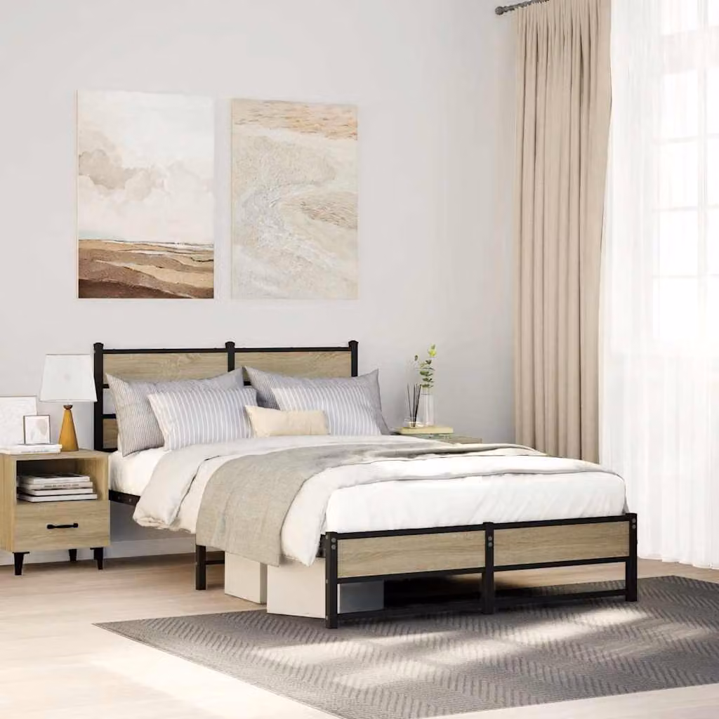 vidaXL Giroletto in Metallo Rovere Sonoma L/P/H: 120 x 200 cm