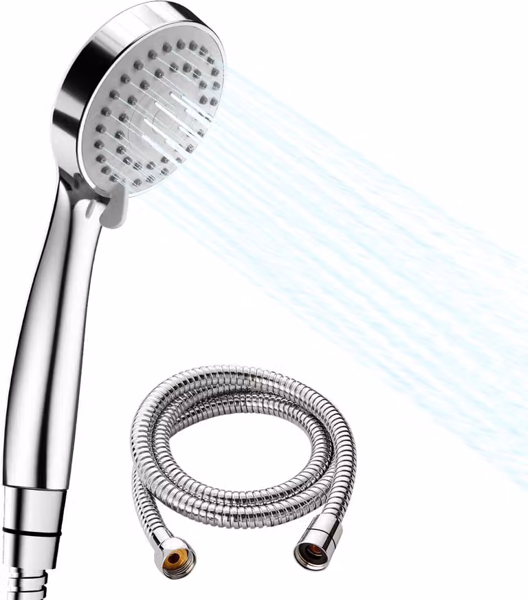 Doccia a risparmio idrico con 3 tipi di getto ad alta pressione, dotata di tubo flessibile da 1-5 m e nastro in teflon
