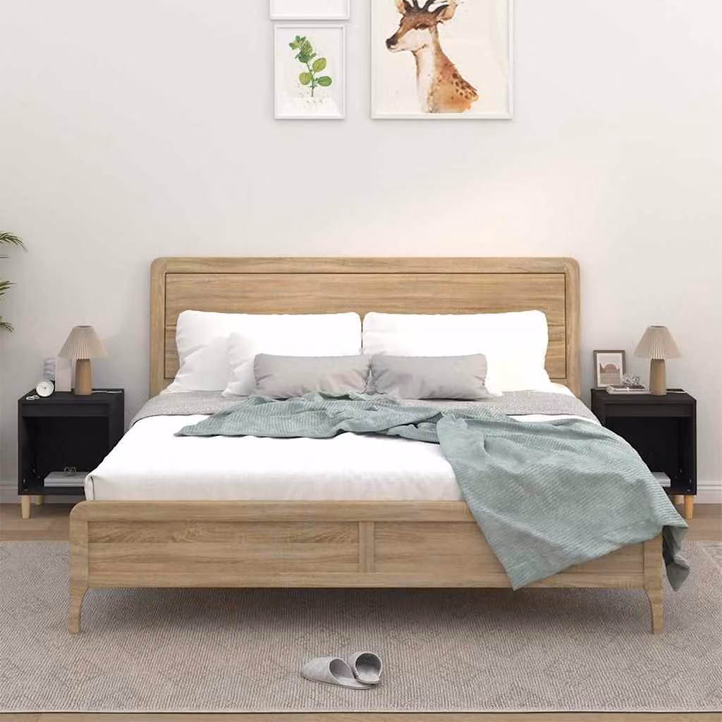 Set di 2 comodini moderni vidaXL in legno nero L/P/H: 40 x 35 x 50 cm