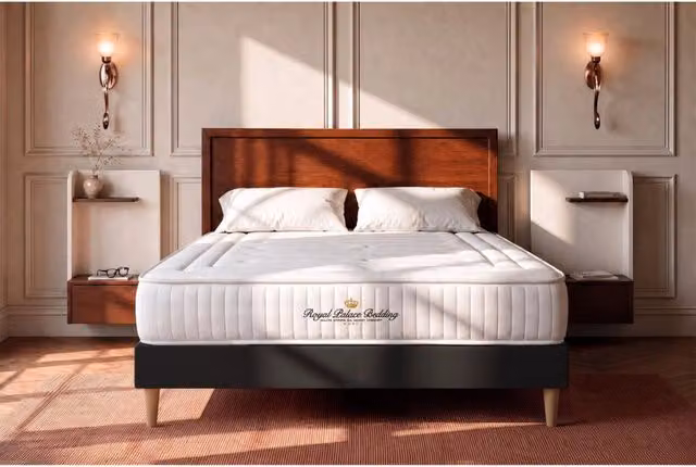 Kit rete e materasso Royal Palace Bedding LANCASTER bianco, L/P/H: 200 x 200 x 22 cm, con molle insacchettate e memory foam, rigido con 3 zone di comfort – 1