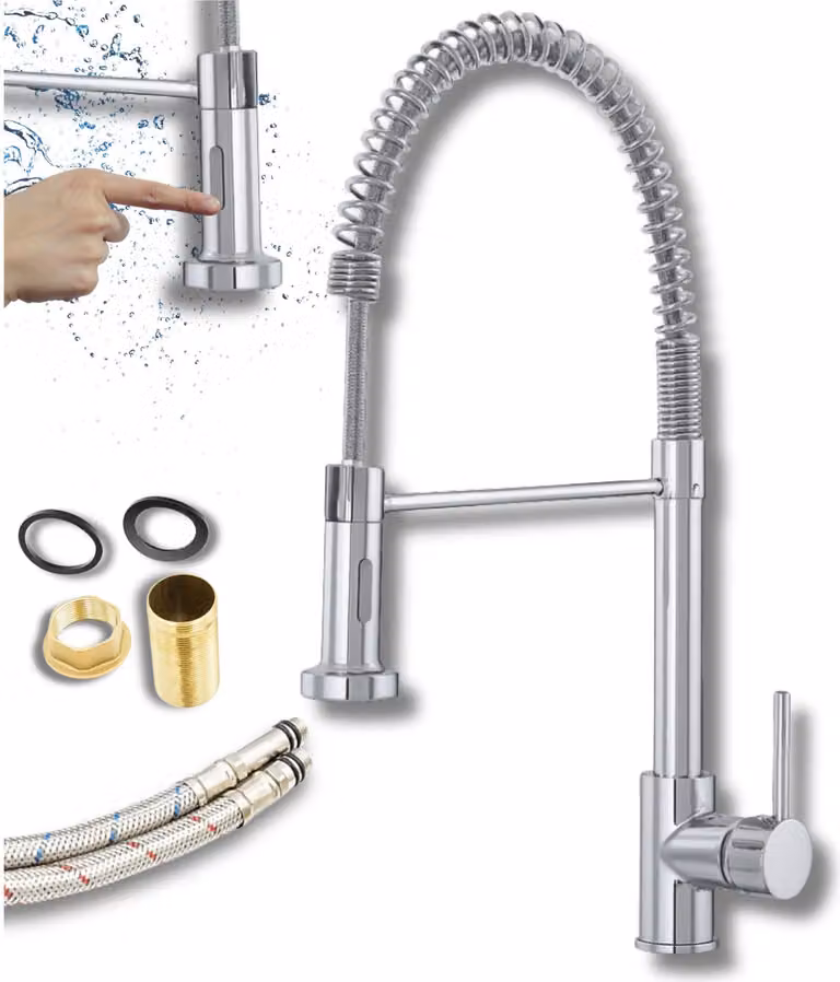 Granitan - Miscelatore cucina - Rubinetto cucina altezza 52 cm - Miscelatore lavello cromato - LUNEO