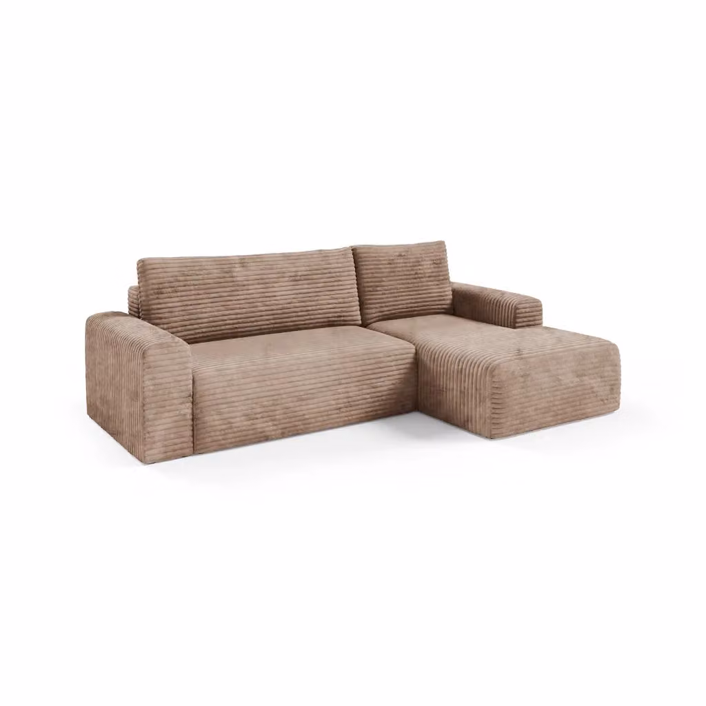 Divano Letto Folgarida DMORA con Penisola Contenitore, Forma a L, Rivestimento in Tessuto Beige, L/P/H: 268 x 163 x 43 cm – 2