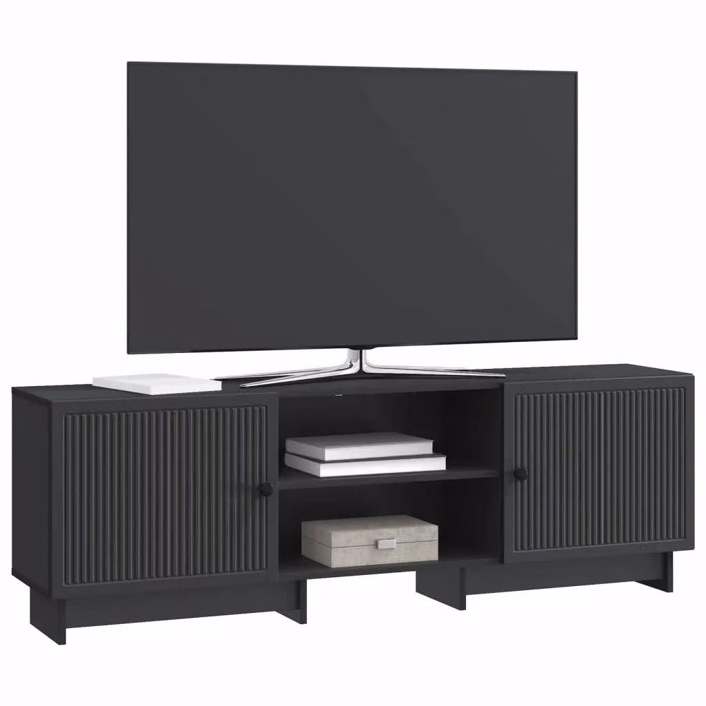 Mobile TV moderno nero in legno MDF per soggiorno L: 150 cm, P: 31 cm, H: 50 cm – 2