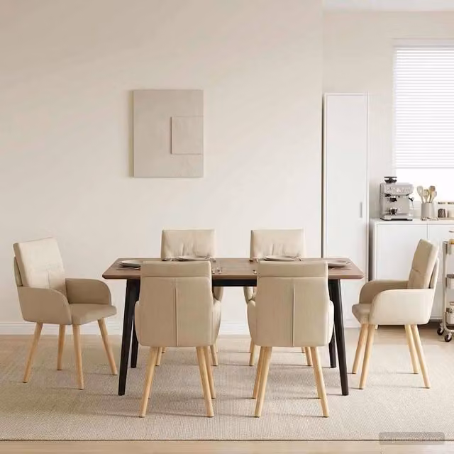 Sedie da pranzo 4 pz Tessuto Crema 60 x 56 x 93 cm 3428363