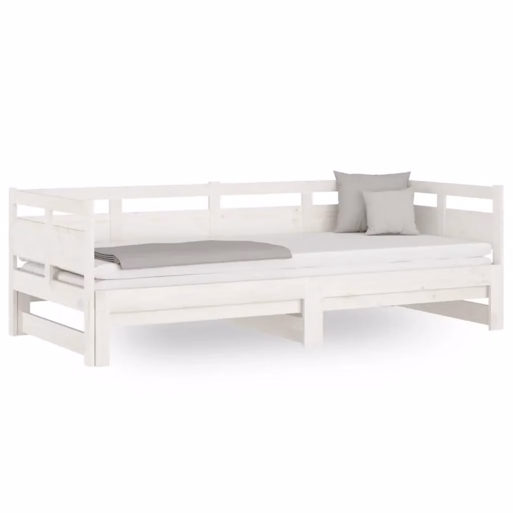 Dormeuse estraibile bianca vidaXL in legno massello di pino per adulti, 2x 80 x 200 cm – 2