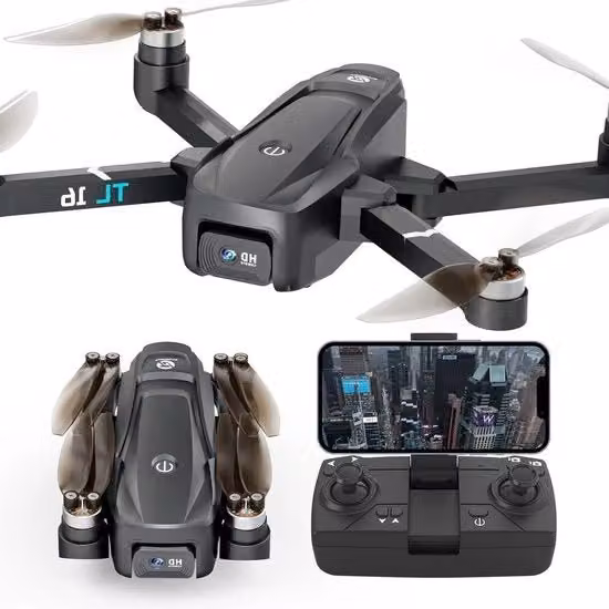 Drone FPV pieghevole per adulti e principianti con doppia telecamera 1080P, controllo tramite app e rotazione 3D, colore nero