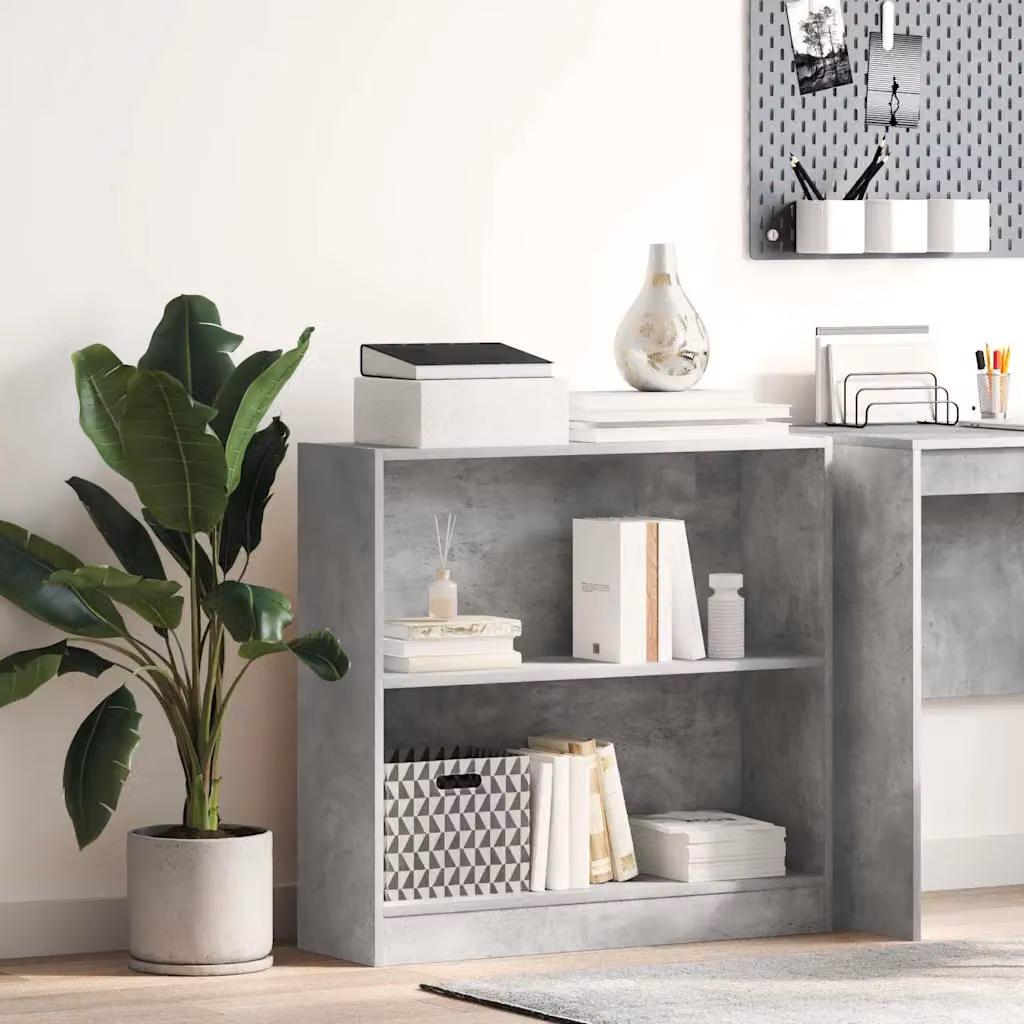 Libreria moderna vidaXL in legno e MDF grigio opaco L: 80 cm, P: 24 cm, H: 75 cm