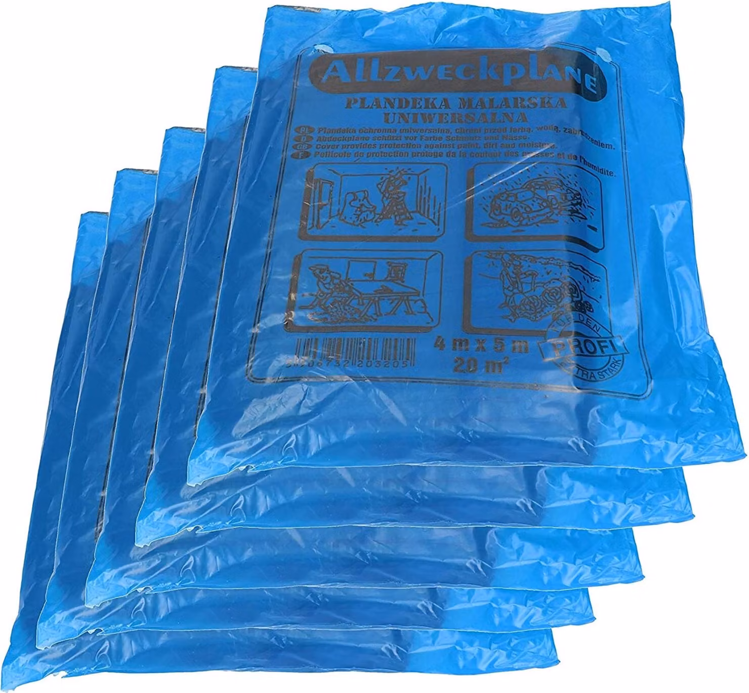 KOTARBAU® Set di 10 pellicole per mascheratura 4x5m Pellicola antipolvere resistente Pellicola per edilizia Telone di plastica Pellicola multiuso Telone da imbianchino Pellicola da imbianchino per ristrutturazioni e traslochi