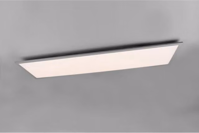 Plafoniera LED Moderna Rettangolare Trio Leuchten in Alluminio Bianco e Argento con Telecomando e Dimmerabile