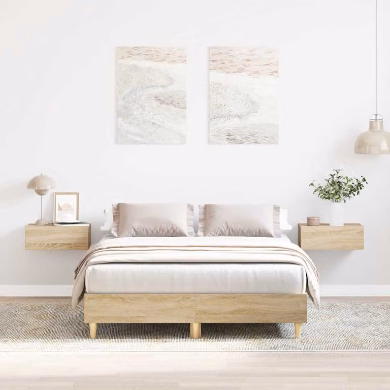 Giroletto vidaXL in legno e MDF color Rovere Sonoma con doghe piatte, L/P/H: 120 x 193 x 25 cm