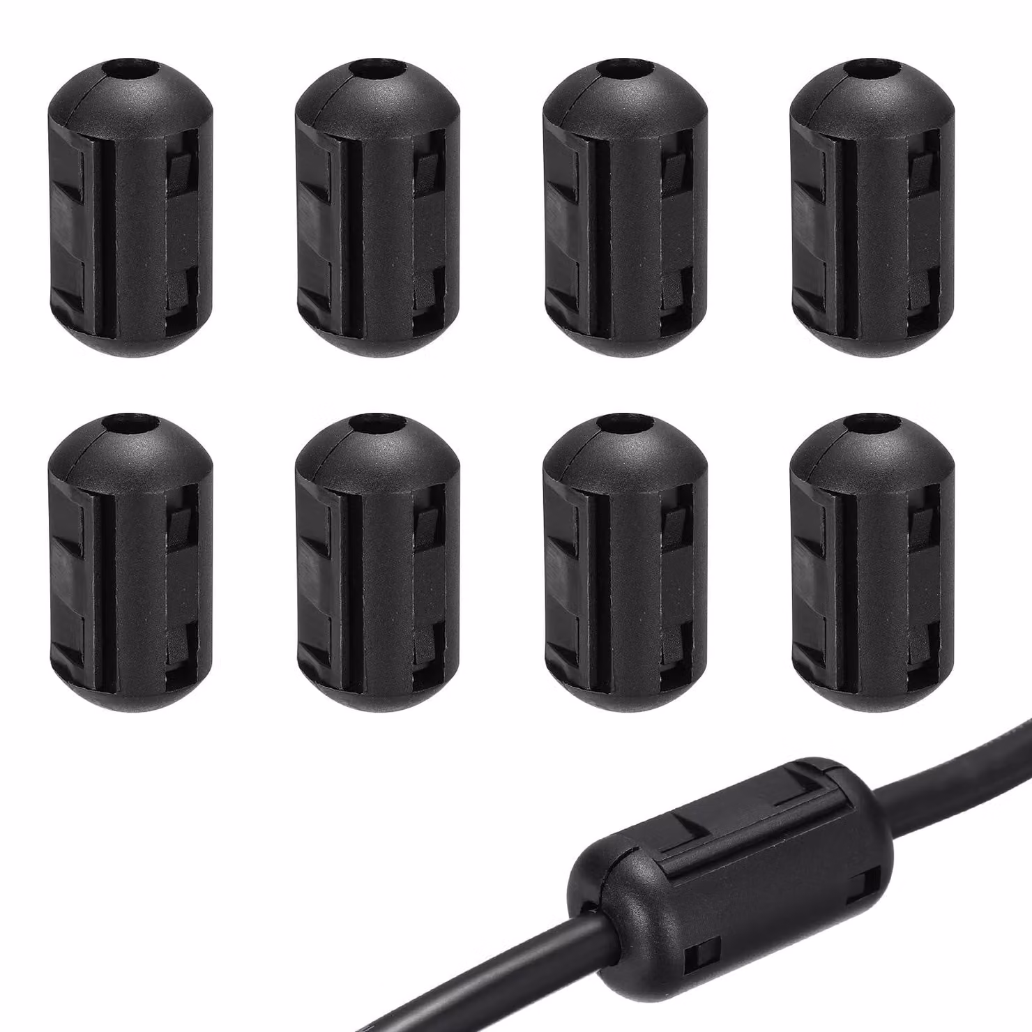 Confezione da 8 anelli ferromagnetici, 5 mm, filtro EMI/RFI, colore nero