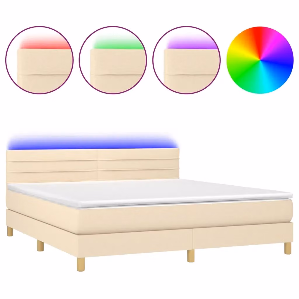 Letto a molle con materasso vidaXL con illuminazione LED e porta USB, colore beige, L/P/H: 160 x 200 x 78 cm – 2