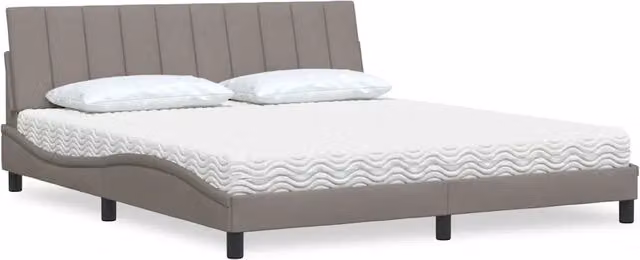 Letto con Materasso Hanko vidaXL in Tessuto Beige e Bianco L/P/H: 218 x 180 x 74,5 cm – 1