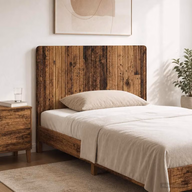 Testiera da muro vidaXL ZWOLLE in legno ingegnerizzato marrone con ripiano integrato L 120 x H 50 x P 10,6 cm