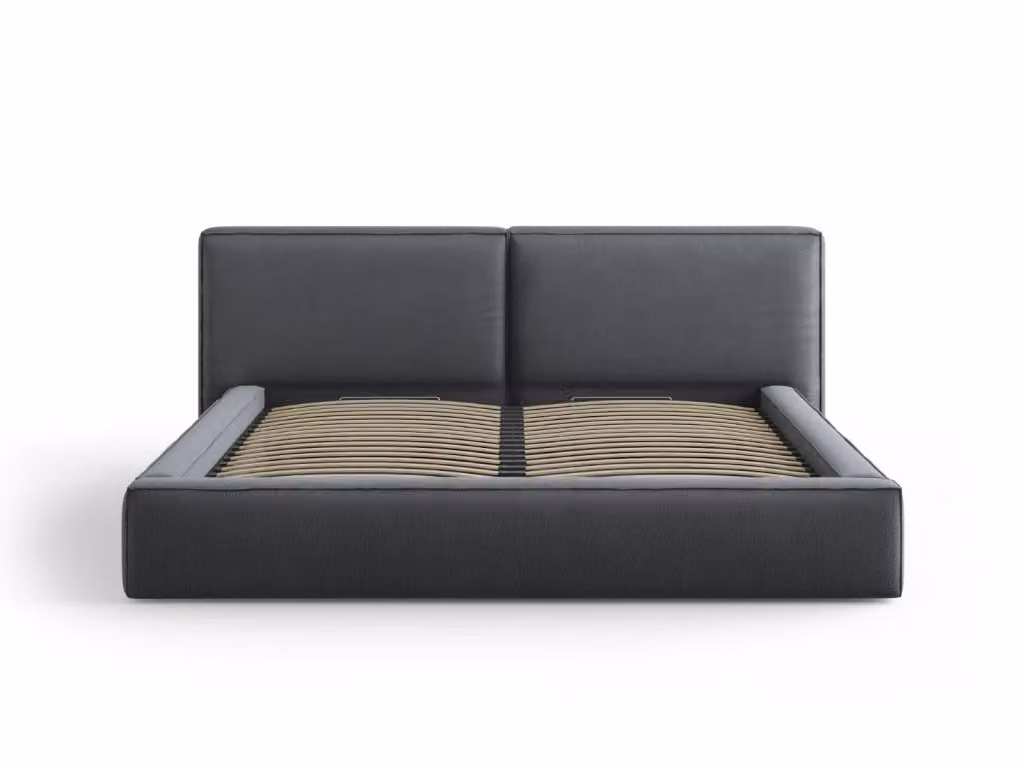 Letto con cassettone e testiera doppia Arendal di Cosmopolitan Design in tessuto strutturato grigio scuro L/P/H: 200 x 200 x 132 cm – 2