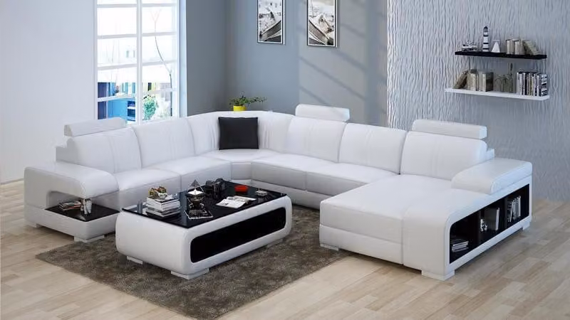 Ledersofa Couch Wohnlandschaft Ecksofa Eck Garnitur Design Modern Sofa G8028