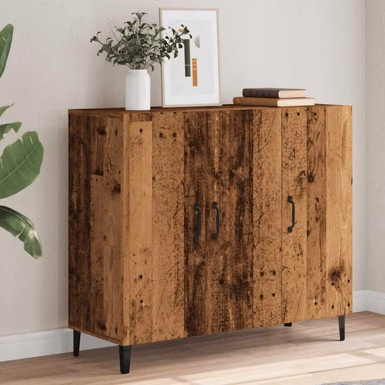 Credenza in stile industrial vidaXL in legno e metallo marrone L: 90 cm, P: 34 cm, H: 80 cm