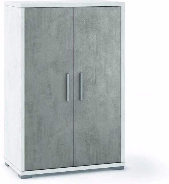 Sarmog Mobile Doublè Collection con 2 Ante e Ripiani Regolabili, Colore Bianco Ossido e Cemento, L/P/H: 71 x 41 x 110 cm