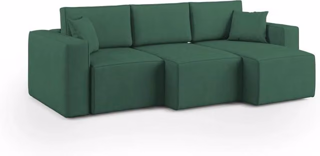 Divano 3 sedute Morfeo Divani.Store in tessuto verde con profondità della seduta regolabile e coperture rimovibili, Larghezza: 245 cm