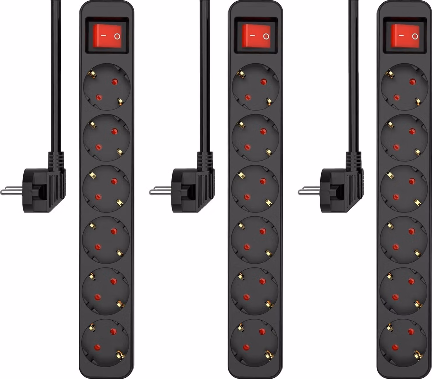 Set da 3 prese multiple ELRO ES106, con 6 prese, interruttore e cavo da 1,5 metri – Adatto ai bambini