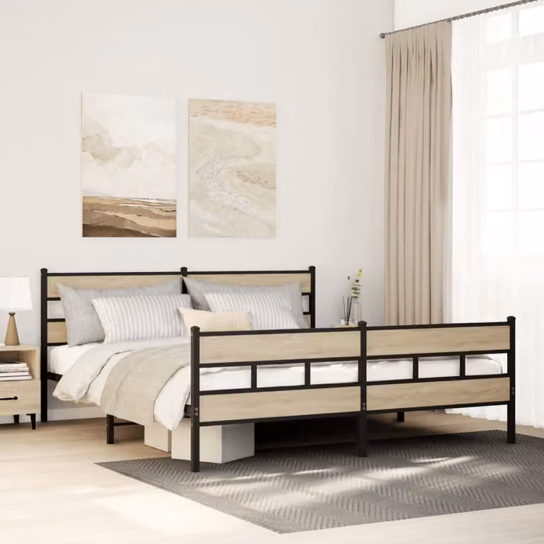 Giroletto in metallo vidaXL color rovere Sonoma L: 193 cm, P: 207 cm, H: 91,5 cm