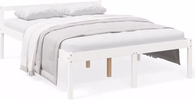 Letto matrimoniale in legno massello di pino bianco per adulti e anziani L 160 x P 200 cm