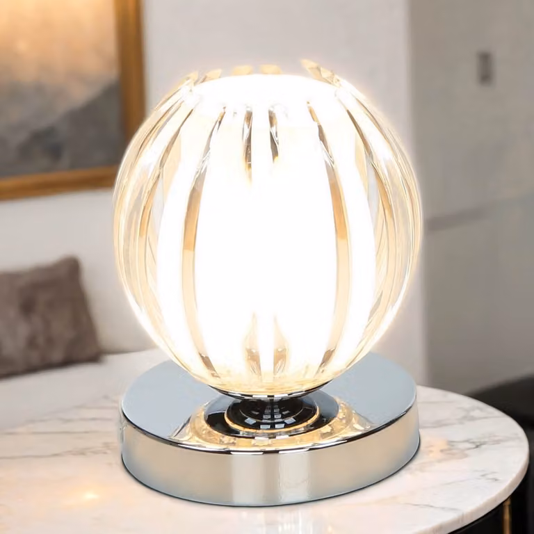 Lampada da comodino a LED, touch, attacco G9, 13,5 cm, vetro, design moderno. Lampada da tavolo