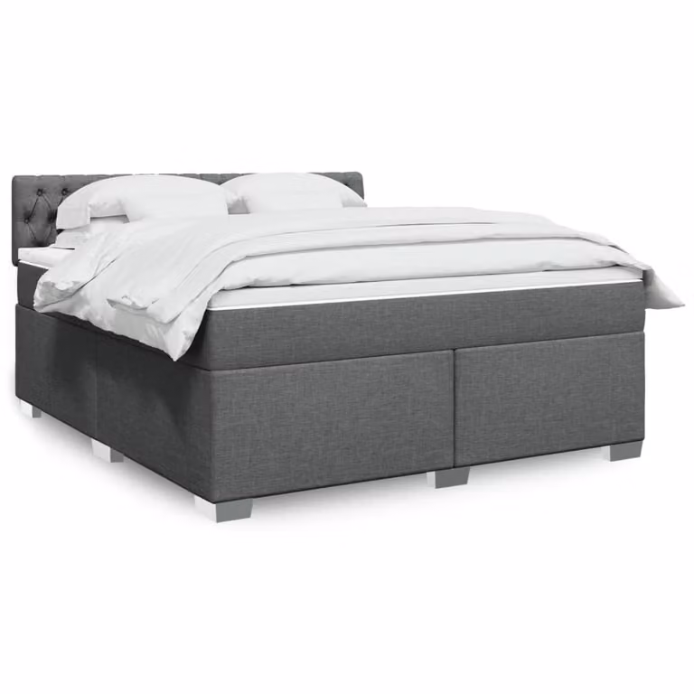 vidaXL Giroletto a Molle con Materasso Ibrido in Tessuto Grigio e Bianco, L/P: 180 x 200 cm
