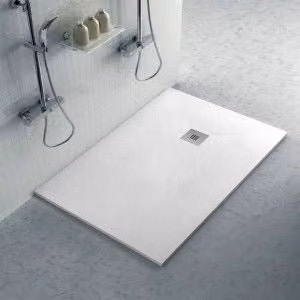 Piatto doccia rettangolare Karen in resina minerale bianco effetto pietra L: 120 cm, P: 90 cm, H: 3 cm