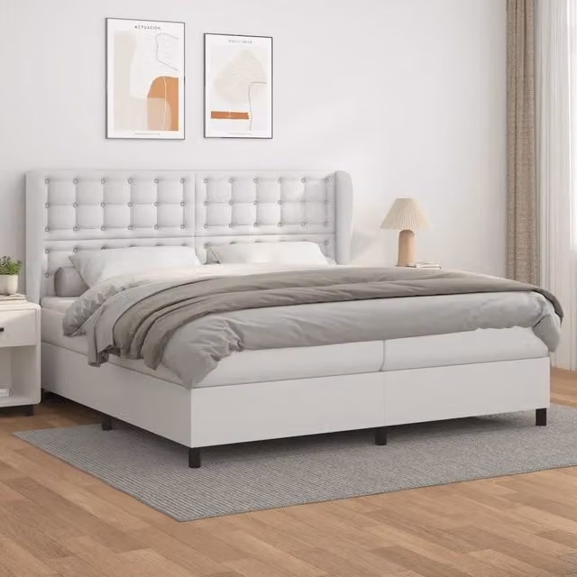 Letto a molle con materasso vidaXL in similpelle bianca L/P: 200 x 200 cm – 1