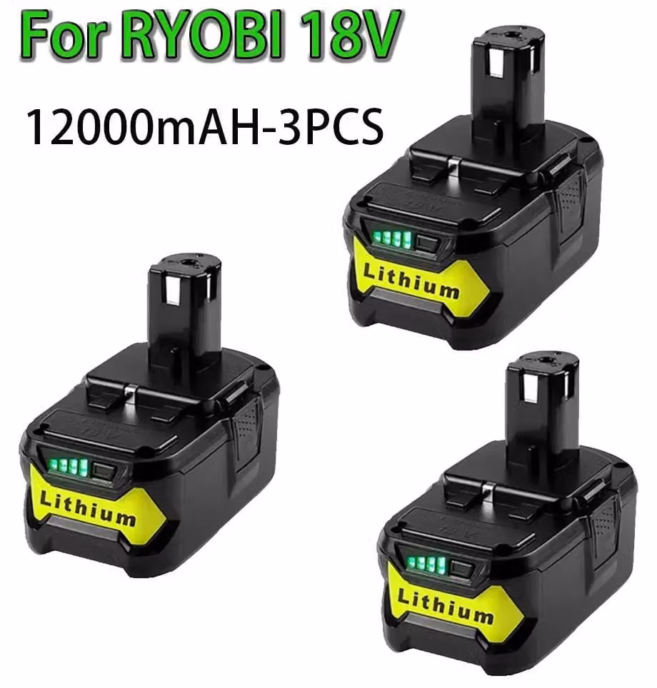Batterie, capacità 6000 mAh, compatibili con utensili elettrici, confezione da 3 batterie da 12000 mAh