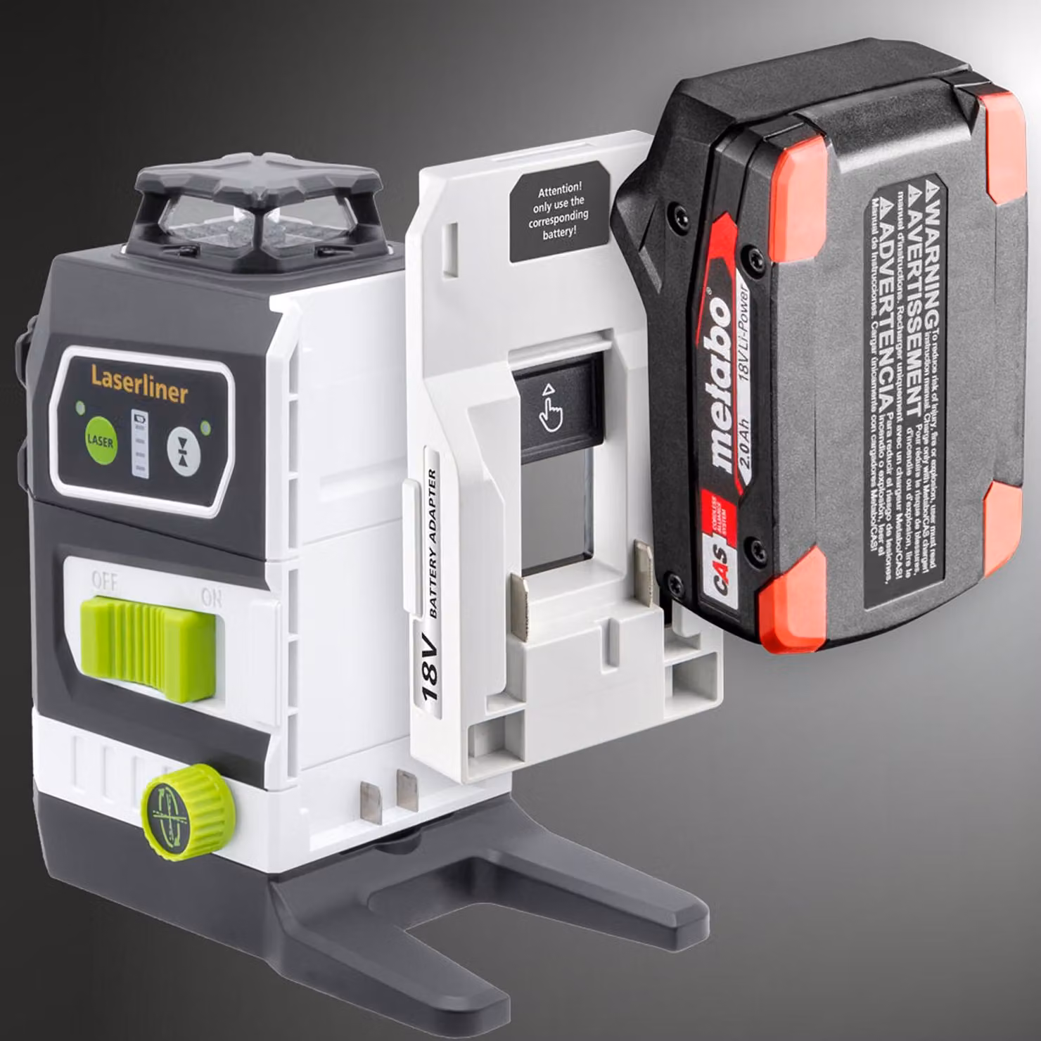 Laserliner Kreuzlinien-Laser Multi-18V-Serie + PowerAdapter Metabo