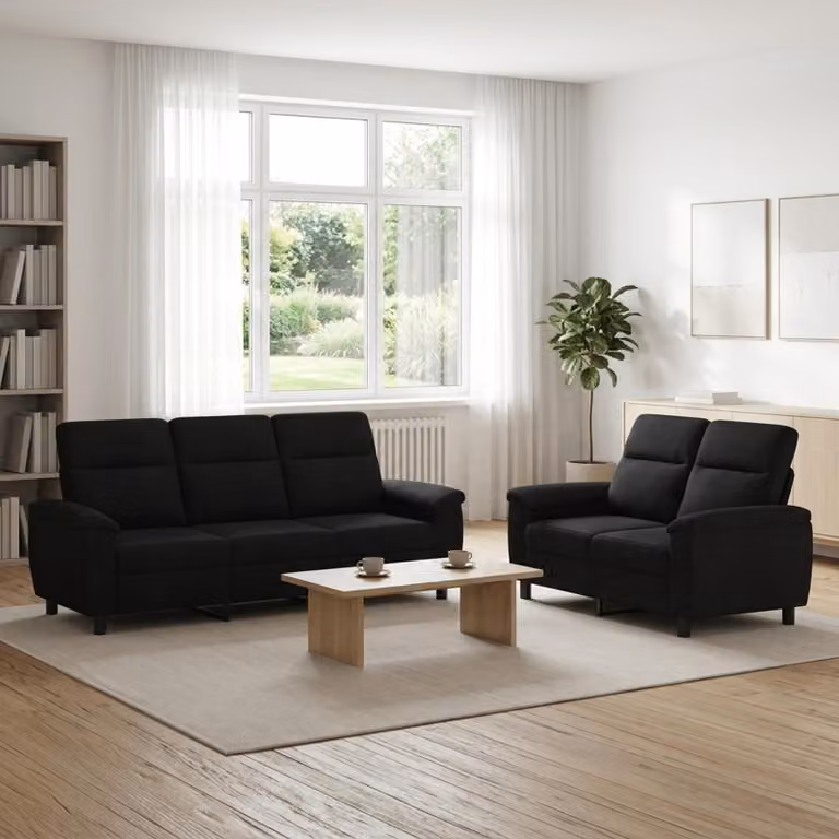 Set di 2 divani moderni vidaXL in tessuto nero con struttura in metallo per il tuo soggiorno