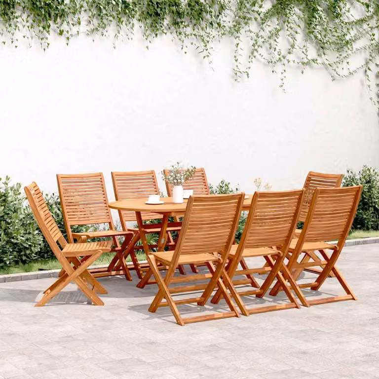 Set di 8 sedie pieghevoli vidaXL in legno di acacia marrone, impilabili per giardino e esterno, L/P/H: 51 x 46 x 95 cm