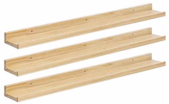 Set di 3 pannelli in legno sospesi, ideali per ogni ambiente - 80 x 10 x 4 cm