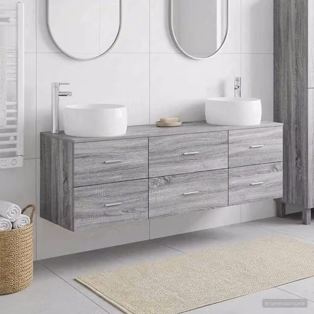 Set di mobili per il bagno 3 pz Sonoma grigio 3405920