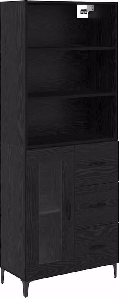 Credenza Rovere Nero 69,5 x 34 x 180 cm Legno multistrato