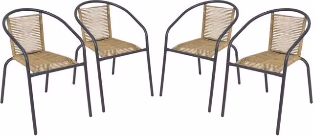 Set di 4 poltrone da giardino moderne Sweeek in resina naturale effetto rattan, colore antracite opaco