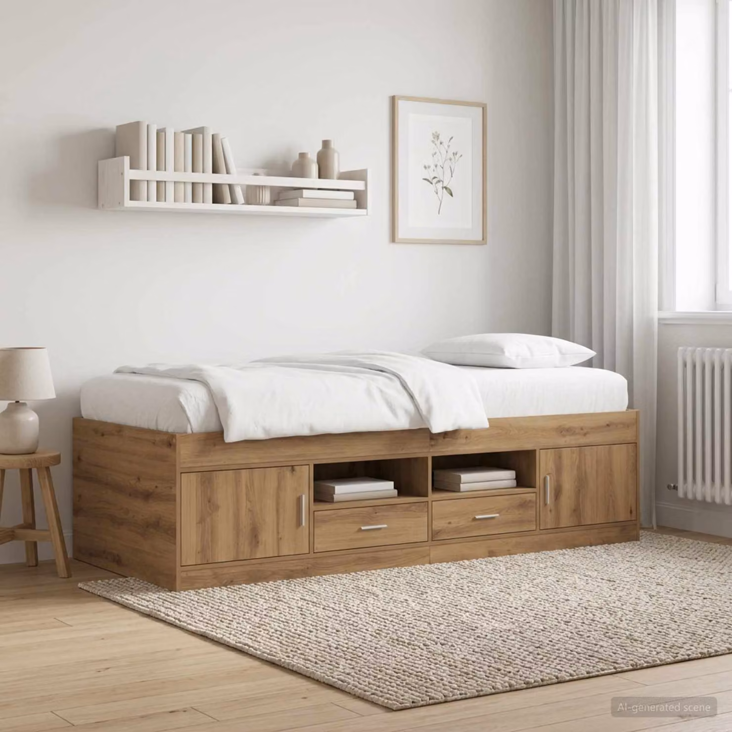 vidaXL Telaio del letto moderno con cassetti in legno color marrone L 200 x P 80 x H 83 cm