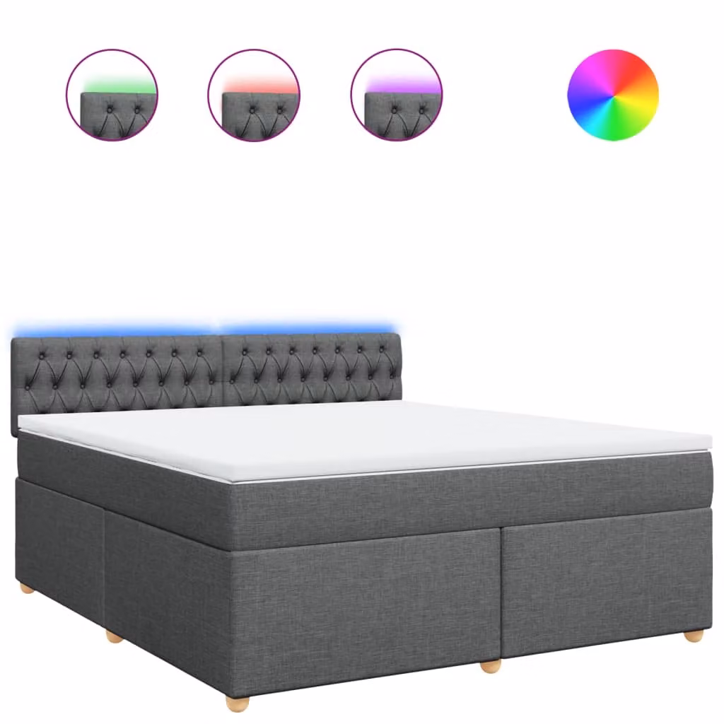 Giroletto a Molle con Materasso Grigio Scuro 180x200 cm Tessuto