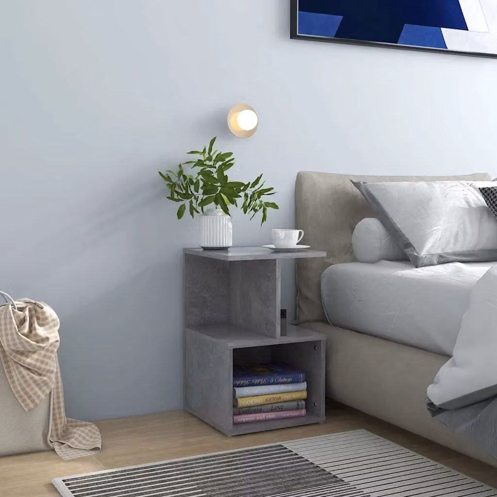 Set di 2 comodini vidaXL in legno multistrato grigio cemento, L/P/H: 35 x 35 x 55 cm