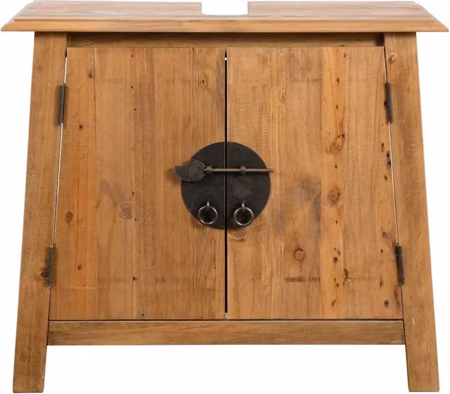 Mobile Vanità da Bagno in Legno Massello di Pino Marrone Rustico vidaXL L/P/H: 70 x 32 x 63 cm