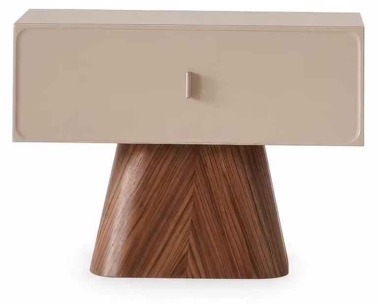 Tavolino da notte moderno, beige, design comodino con vano portaoggetti