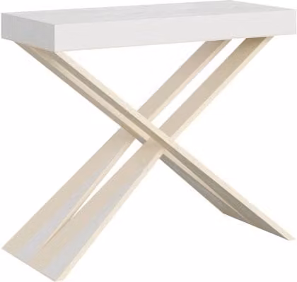 Consolle allungabile Itamoby Diago Small in bianco frassino con telaio bianco L/P/H: 90 x 40 x 77 cm / 196 x 40 x 77 cm