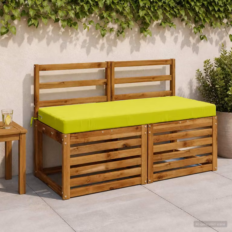 Set di 2 cuscini per panchina vidaXL verdi in poliestere con imbottitura in schiuma e coperture rimovibili lavabili