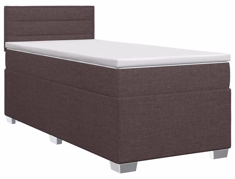 Letto a molle con materasso marrone scuro 90 x 190 cm in tessuto